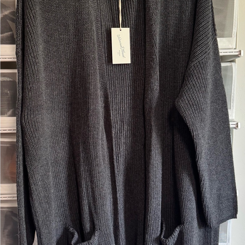 4X Target Universal Thread Charcoal Gray Knit Open Cardigan Sweater